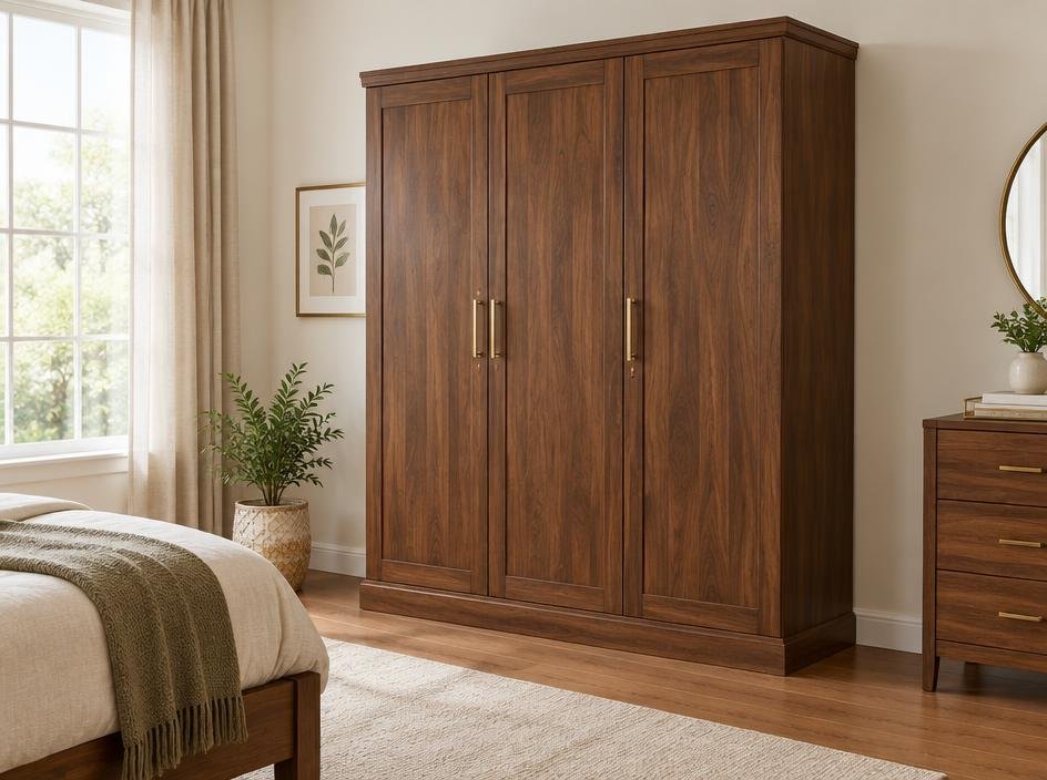 Walnut 3-Door Wardrobe